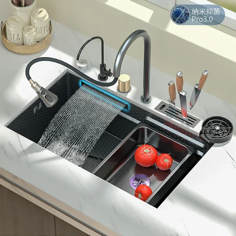 

Feiyu раковина с водопадом, раковина для овощей, кухонная бытовая одинарная раковина, вставная левая сторона воды