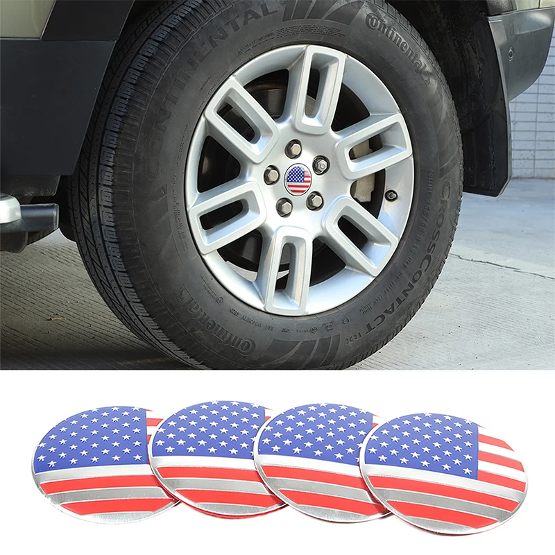 

For Land Rover Defender 110 2020-2023 Car Wheel Center Cover Stickers Hub Cap Aluminum Alloy American Flag Accessories 4PCS 56mm