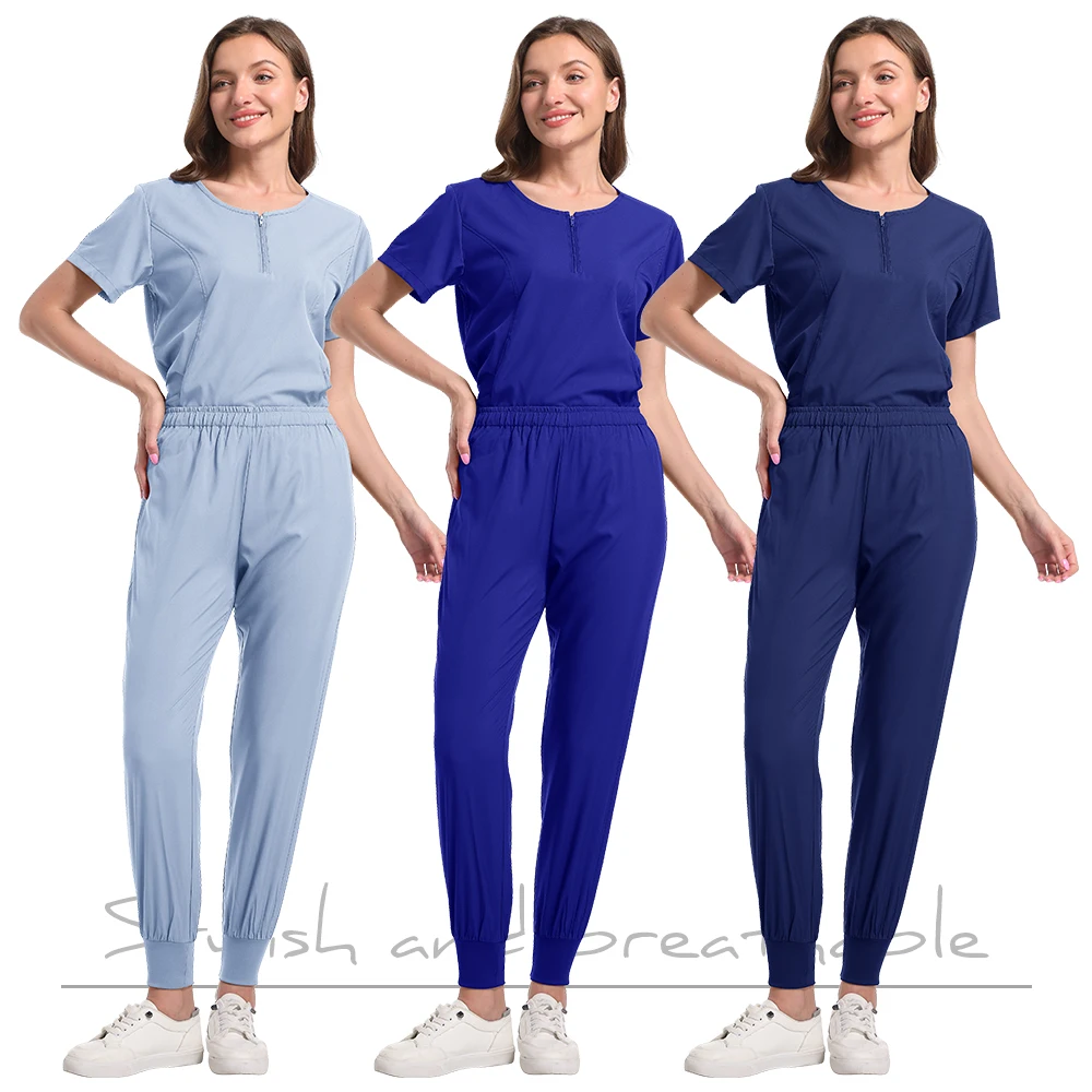 Medische Scrubs Vrouwen Uniformen Verpleegkundige Accessoires Ziekenhuis Spa Uniform Tandheelkundige Kliniek Artsen Kleding Chef Scrubs Vrouwen Jogger Set