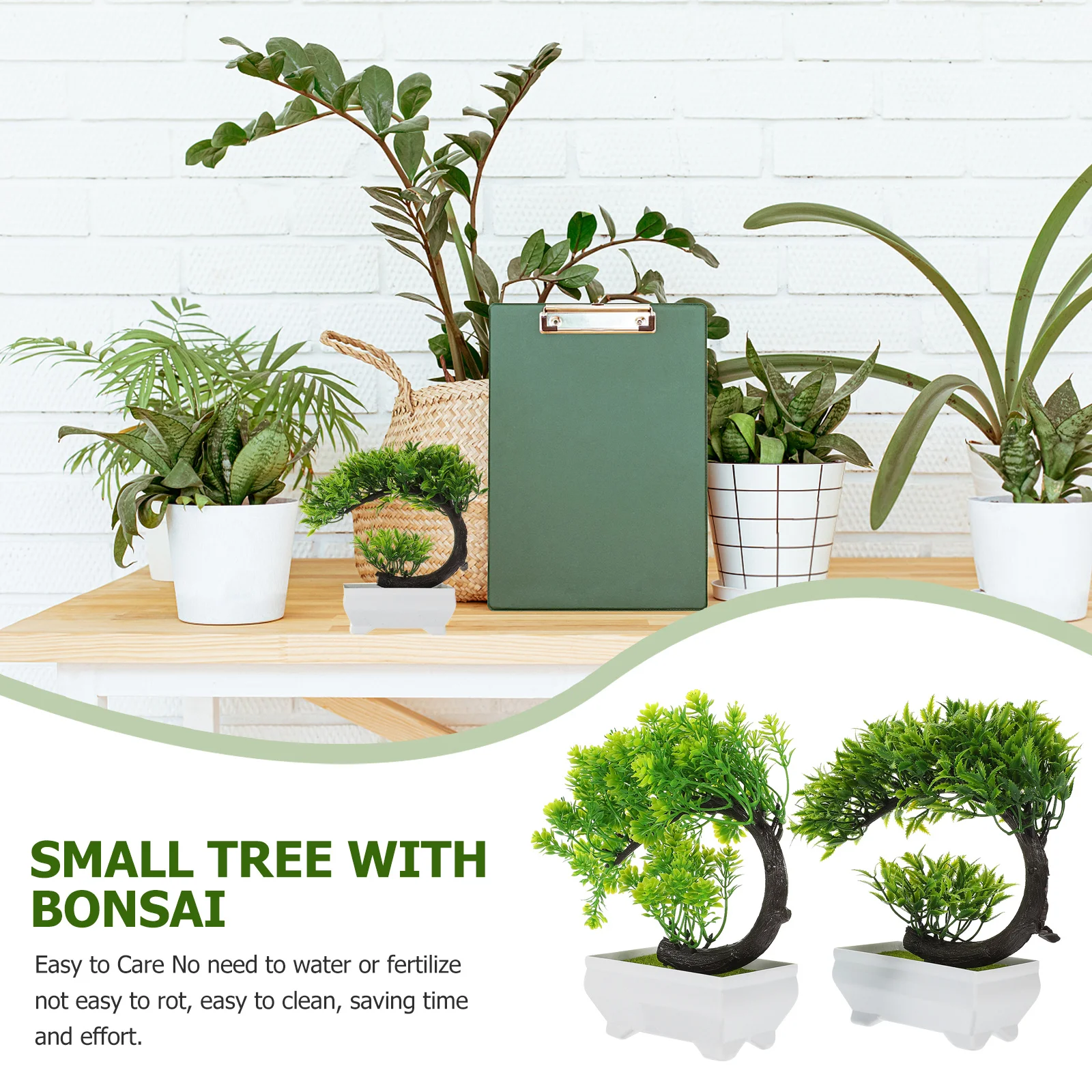 

2pcs Artificial Bonsai Tree Realistic Fake Potted Plant For Home Office Decor Indoor Wedding Center Simulation Greenery Decor