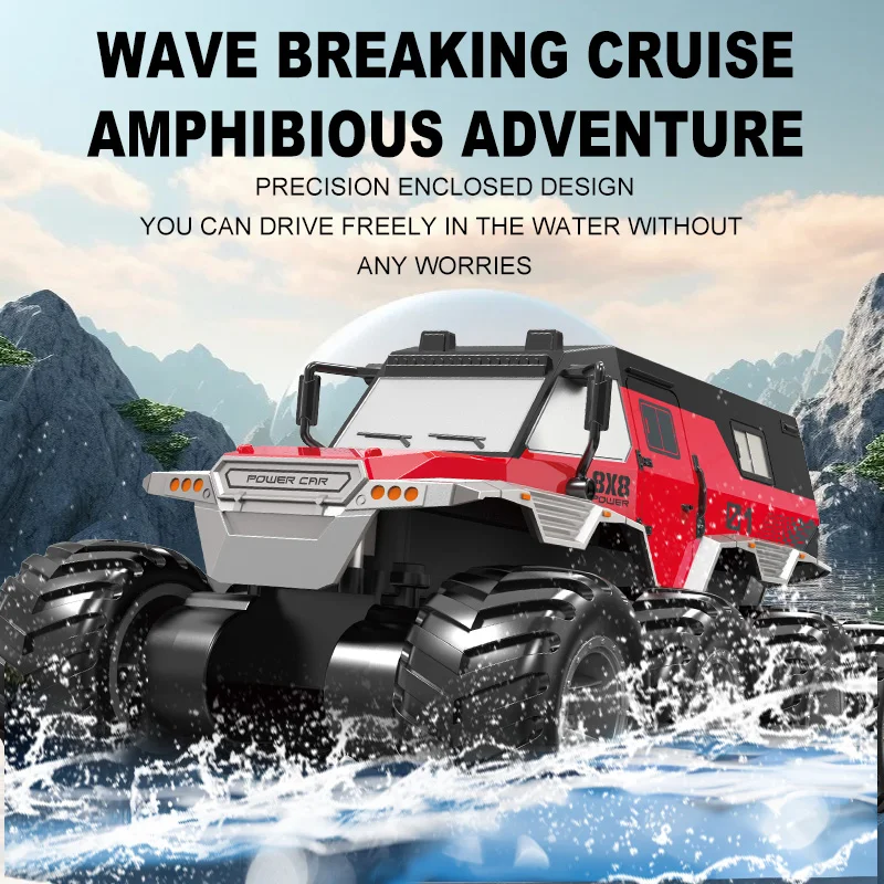 2025 JJRC new Q203 eight-wheel drive RC remote control car for children, amphibious all-terrain electric toy vehicle for boys.