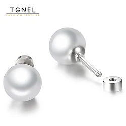 Pendientes de tuerca de tornillo de perla para mujeres y niñas, pendientes de acero inoxidable, 8mm, WhiteTiny 20G, Piercing para dormir, orejas de Tragus de moda para hombres