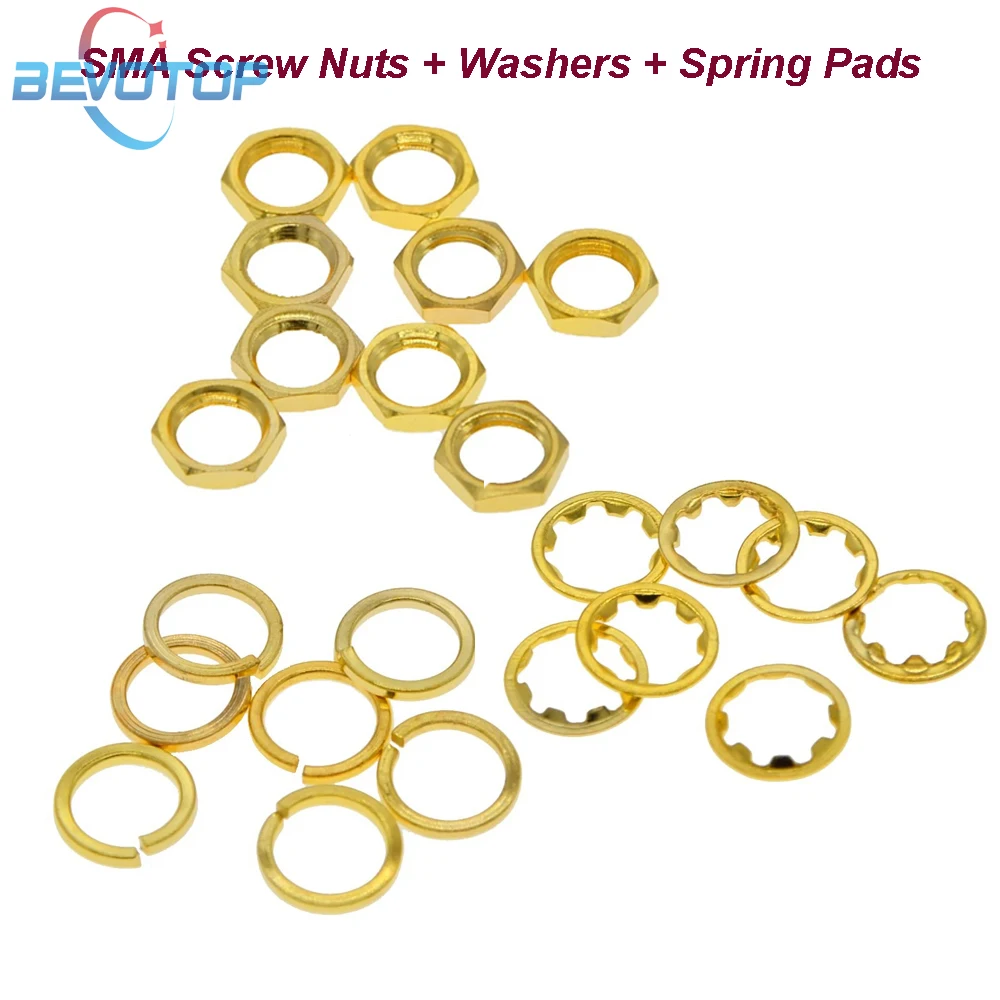 SMA Screw Nuts+Spacer Washers+Spring Pads for SMA Female Bulkhead Jack BEVOTOP
