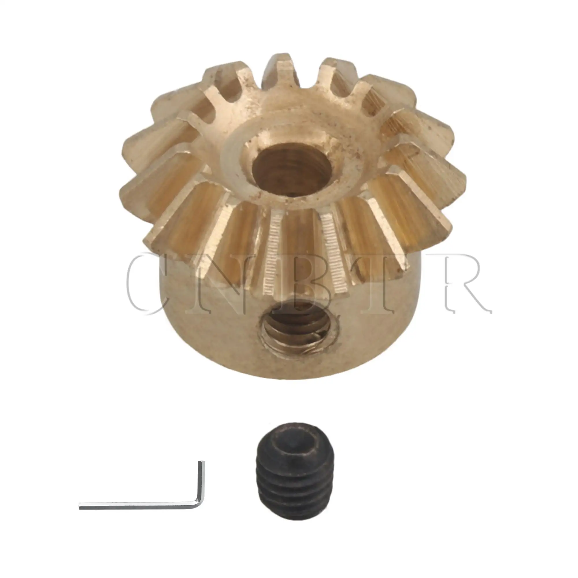 CNBTR 3mm Inner Dia 15 Teeth 0.8 Module Motor Copper Tapered Bevel Gear Wheel