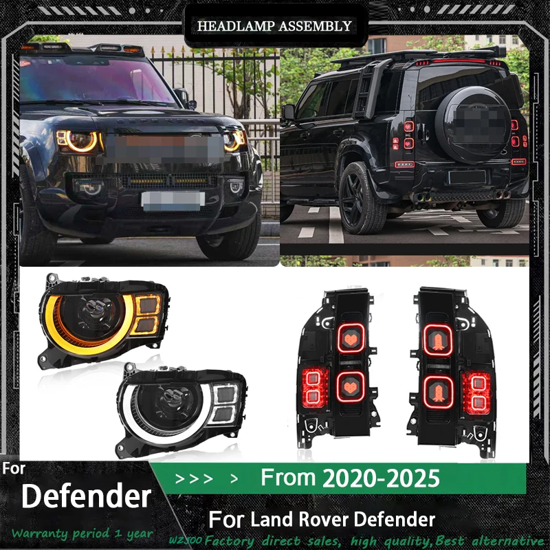 Car Lights For Land Rover Defender Headlights+Taillight 20-25 LED Projetor Headlamp Daytime Running Light Automotive Accessories