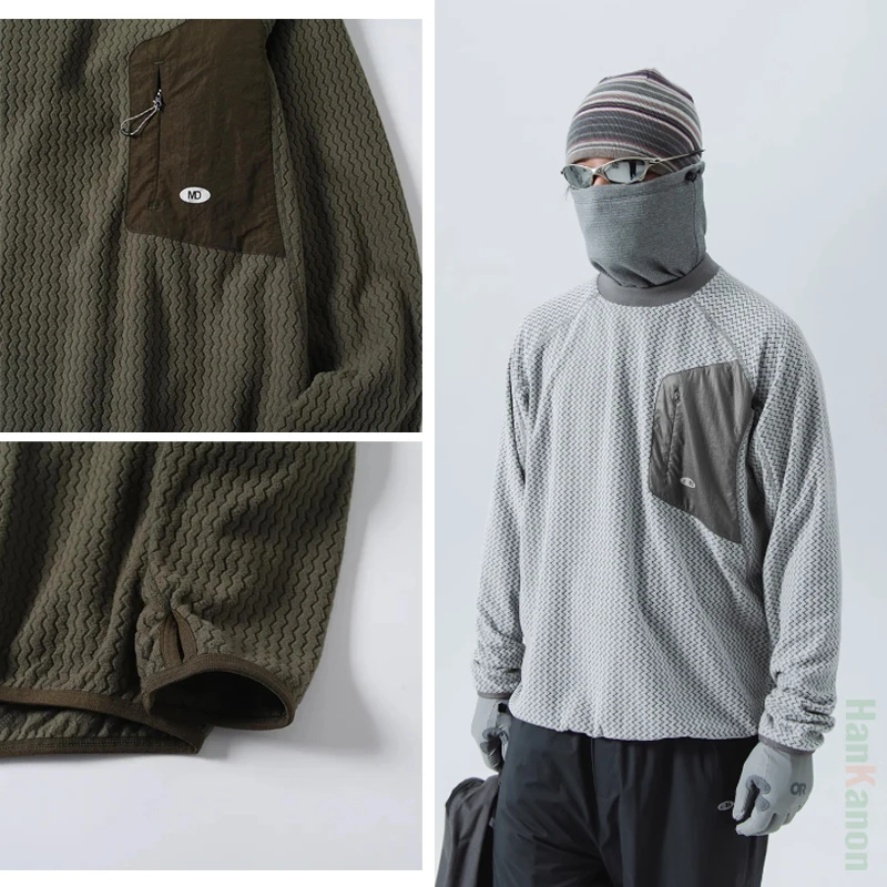 Mountain-Ready Crewneck: Engineered with Ribbed Neck, Reflective Logo, & Secure Chest Pocket for Outdoor Style Unisex
