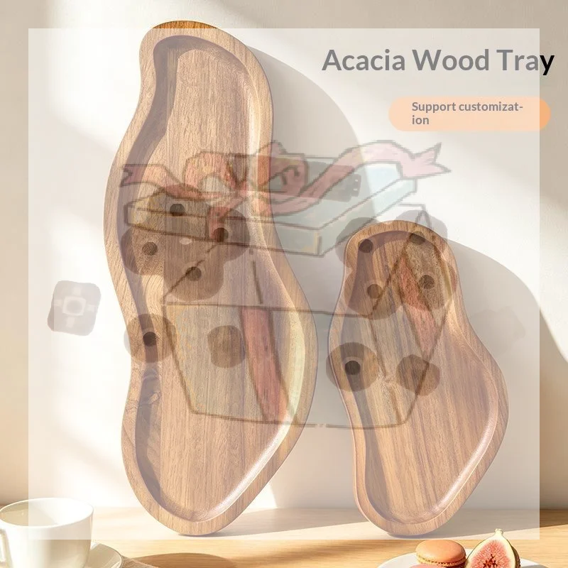 Bathroom Sink Tray, Acacia Wood Scented Candle Tray, Solid Wood Tray, Suitable For Dressing Table, Bathroom, Small Decorative