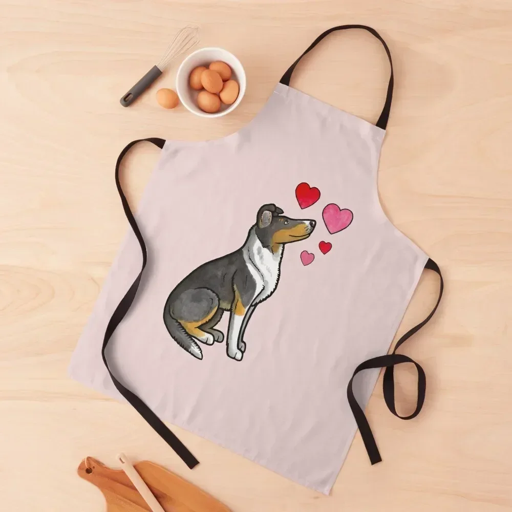 

Smooth Collie love (tricolour) Apron Kitchen For Men cook wear Apron