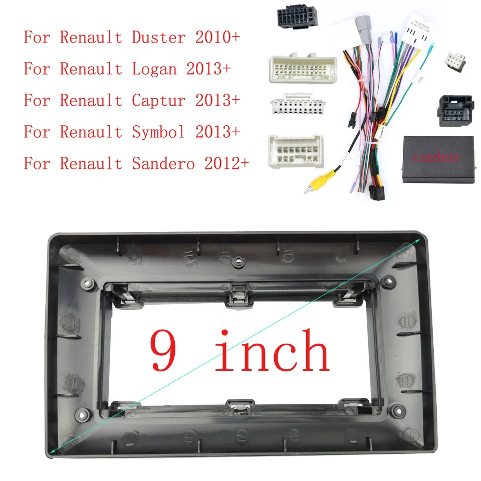 WQLSK-Marco CAPTUR OROCH para RENAULT SANDERO KWID DUSTER, Cables de conexión para instalación central Multimedia, 9 pulgadas