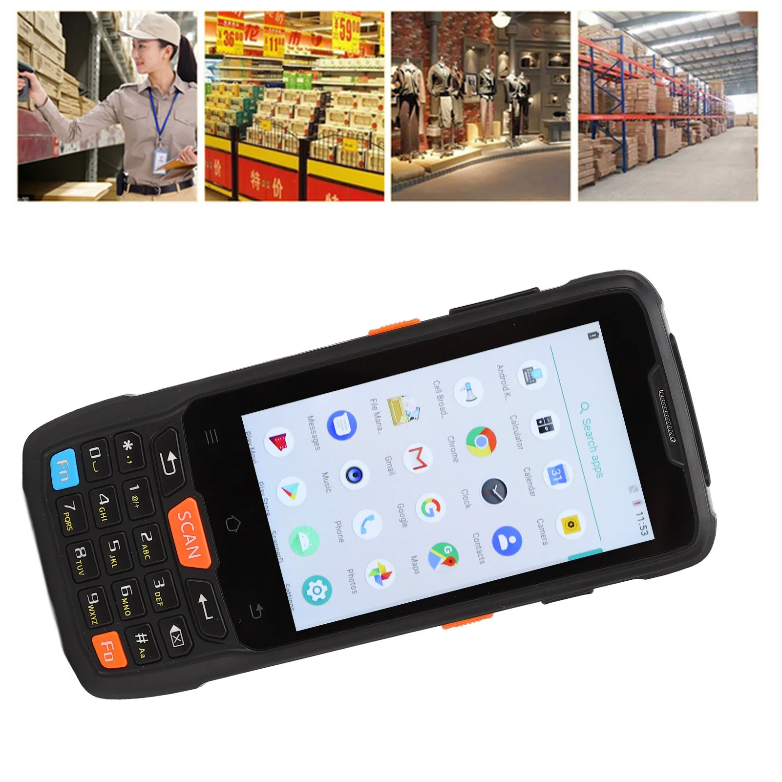 Rugged Mobile Computer Support 1D 2D PDA Barcode Scanner 2GB  16GB ROM Widely Used 4in Screen IP65  for Logistics