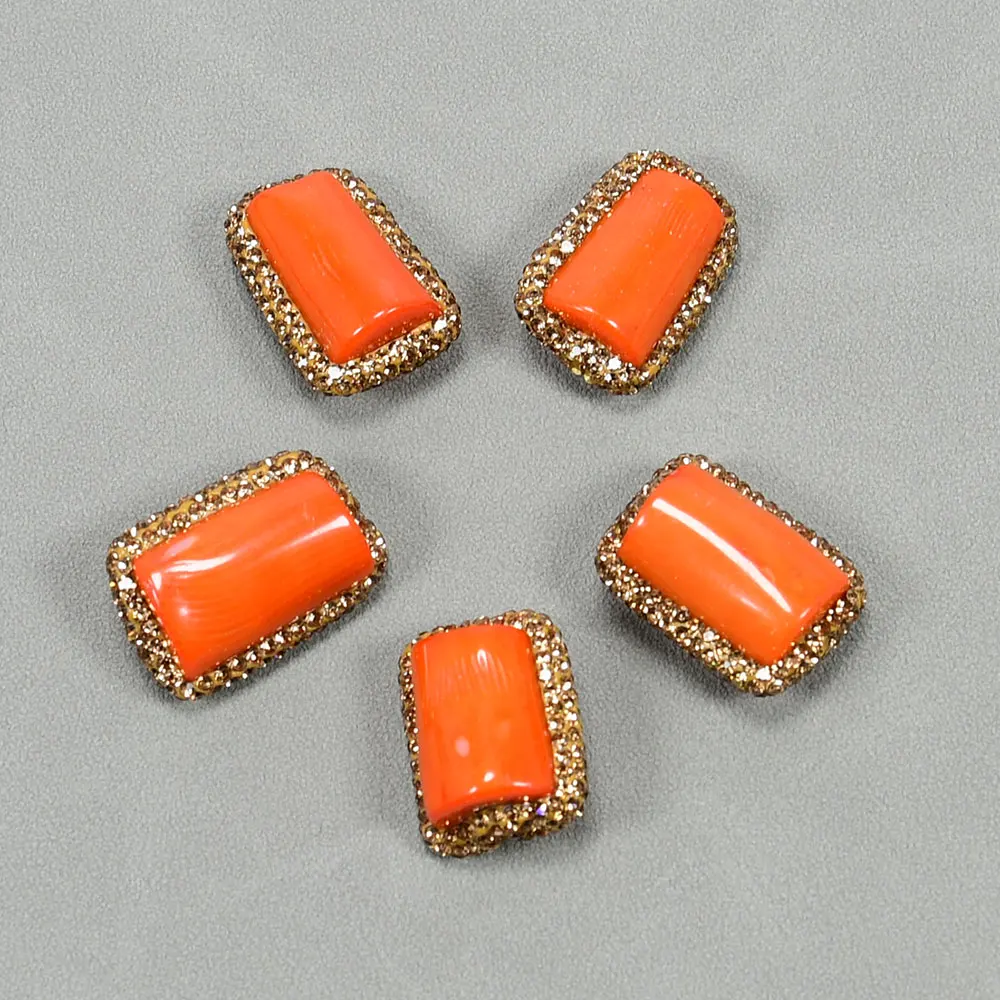 

10 Pcs Orange Coral Branch With Rhinestone CZ Pave Spacer Gems Beads Connector Jewelry Pearl Necklace Pendant Jewelry DIY