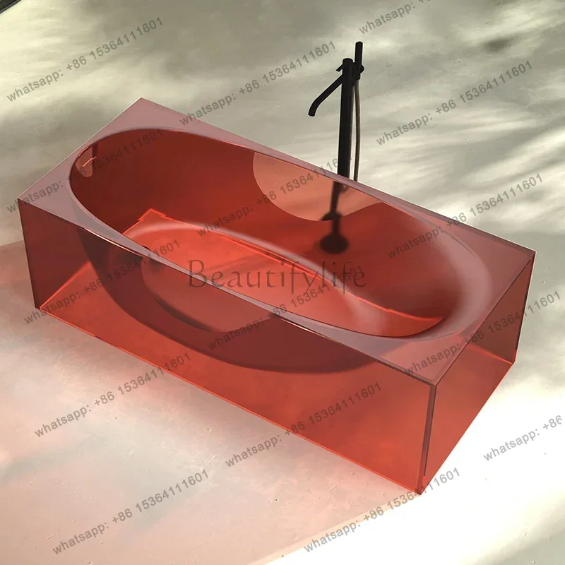Vasca da bagno in resina trasparente per uso domestico piccolo appartamento hotel vasca da bagno rettangolare di lusso leggera
