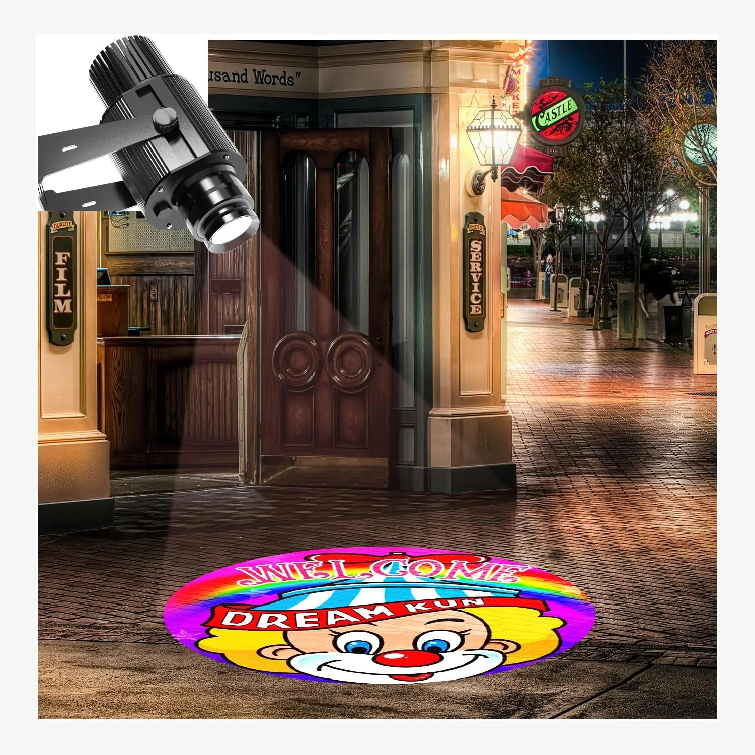 

Free Design Custom Logo Gobo Projector Advertising Lights 50W/90W/110W LED Sign Wall Projection Lamp Outdoor Waterproof IP67