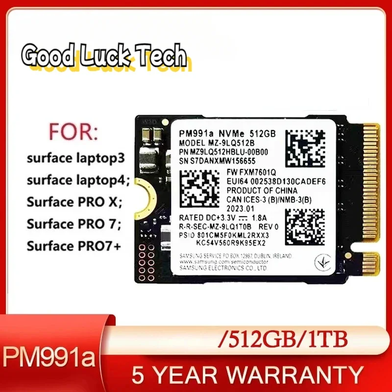 

Sams-ung PM991a 512G 1TB SSD M.2 2230 Internal Solid State Drive PCIe PCIe 3.0x4 NVME SSD For Microsoft Surface Pro 7+Steam Deck