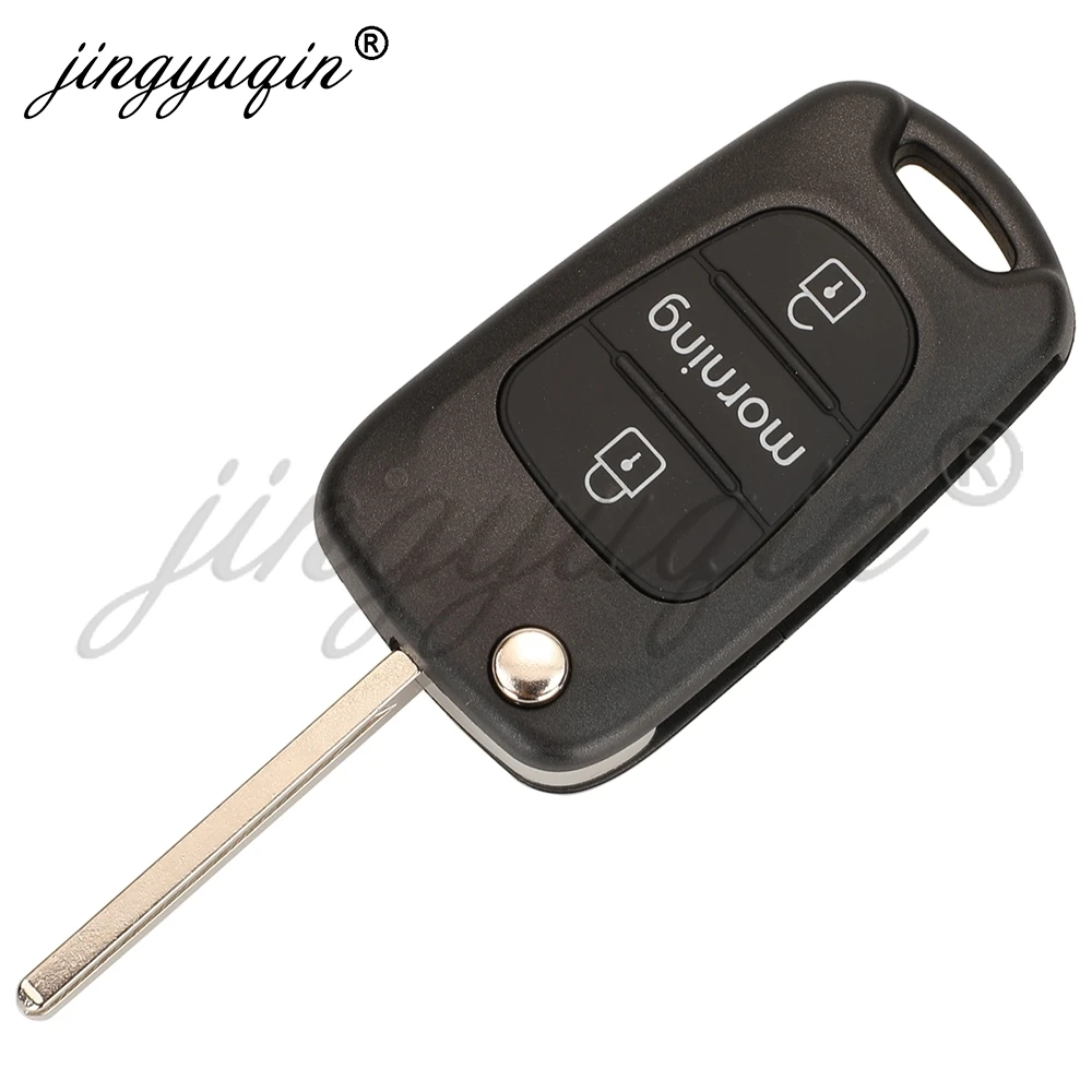 jingyuqin Flip Car key Shell Case for Kia Hyundai Picanto Morning Sportage Accent Elantra Verna Solaris Fob Housing Replacement