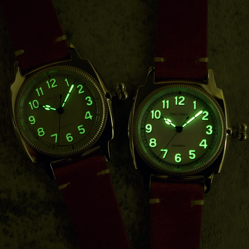 Baltany Men Pilot Watch Military 36mm Retro Automatic Watches Mechaical Wristwatch Sapphire 200M Waterproof C3 Luminous 9015