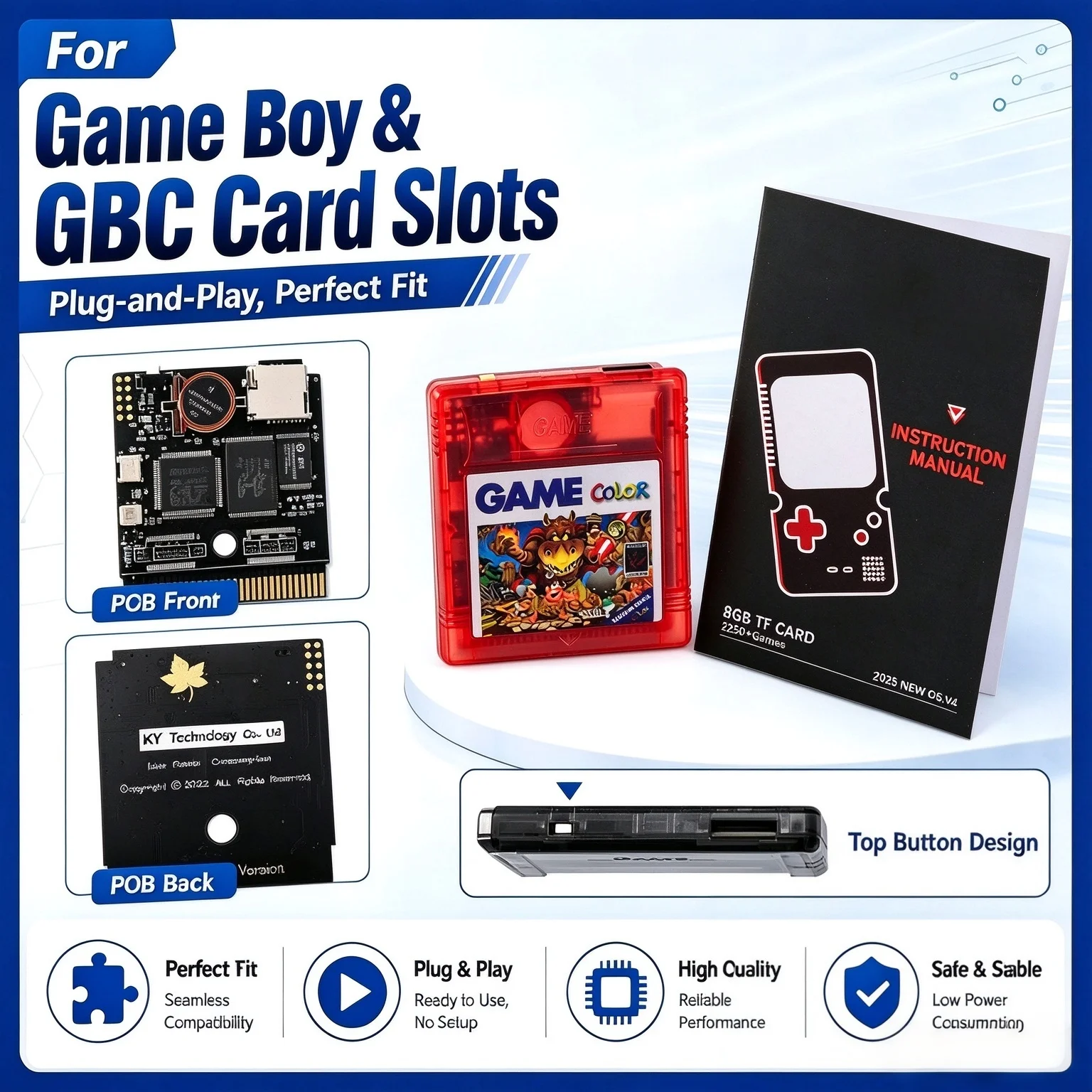 2250ゲーム内蔵のゲームボーイカラー用カートリッジ。8gbのメモリーカード付き。gbゲームボーイ本体で遊べるレトロゲーム。
