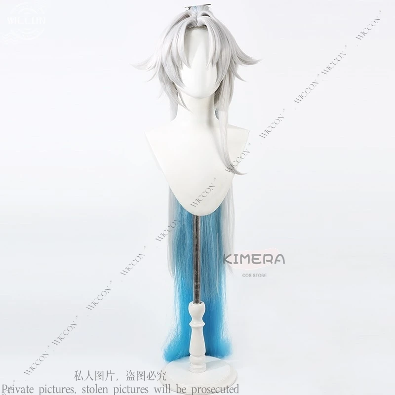 Feixiao Cosplay Wig 130CM Honkai Star Rail Game Cosplay Wig Gray Blue Long Hair Party Role Play Comic-Con Halloween Wig Woman