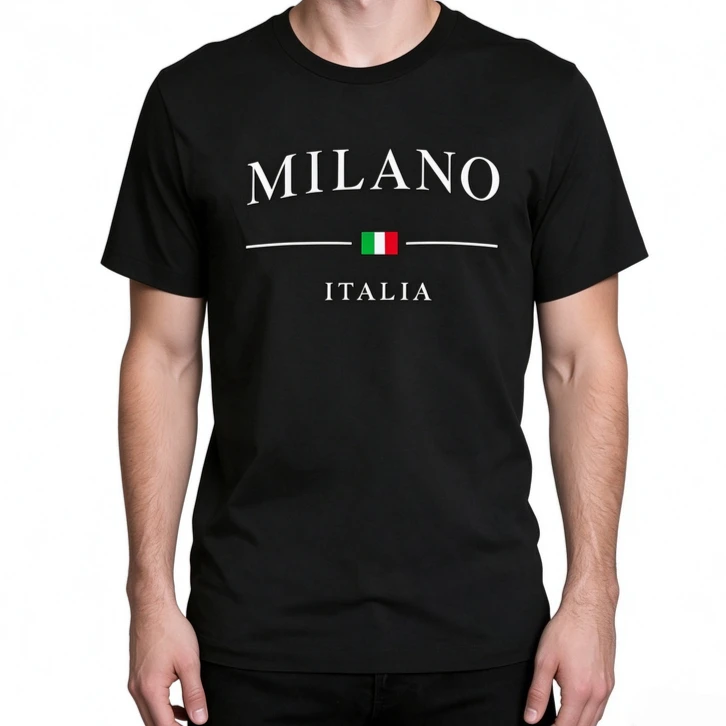 Italia Milano City Flag Print Tshirt Unisex Classic Italian Souvenir Casual Short Sleeve Graphic Tee Cotton Harajuku Y2k Top