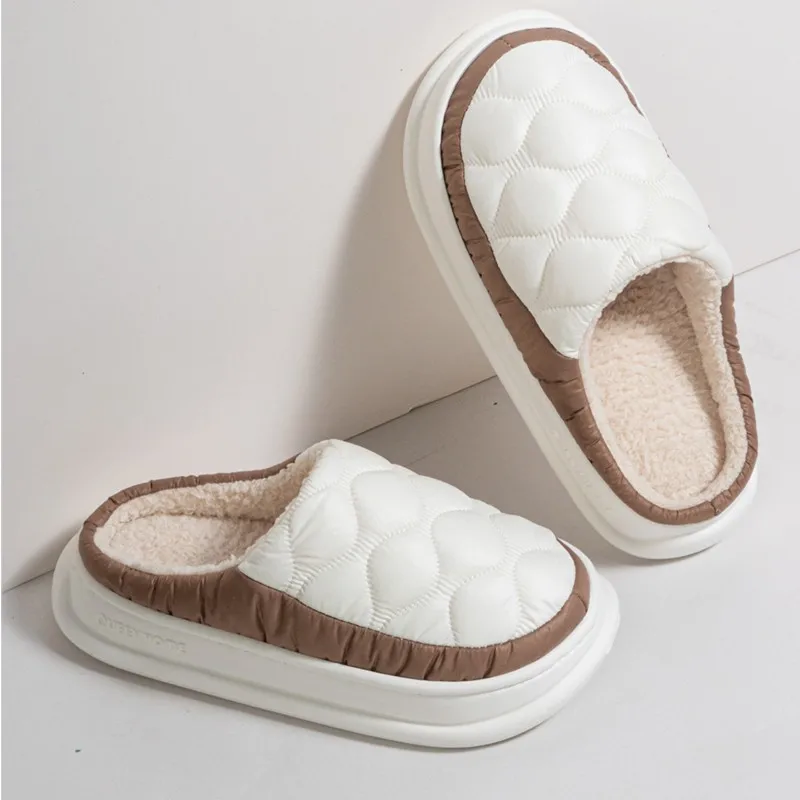 Evshine الشتاء غامض شبشب منزل للنساء داخلي دافئ الفراء اصطف مقاوم للماء القطن الشرائح للجنسين لينة رقيق نعال قماش