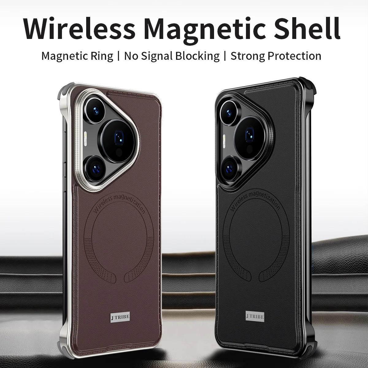 

For Huawei Pura 70 Ultra pro plus Aluminum Metal Leather Back Case - Strong Drop Proof Magnetic Wireless Charging Compatible