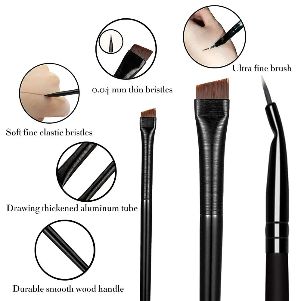 1/2/4 Stück dünner, ultrafeiner, kleiner, abgewinkelter, professioneller, weicher Augenbrauen-Eyeliner-Pinsel, Augenbrauen-Konturpinsel