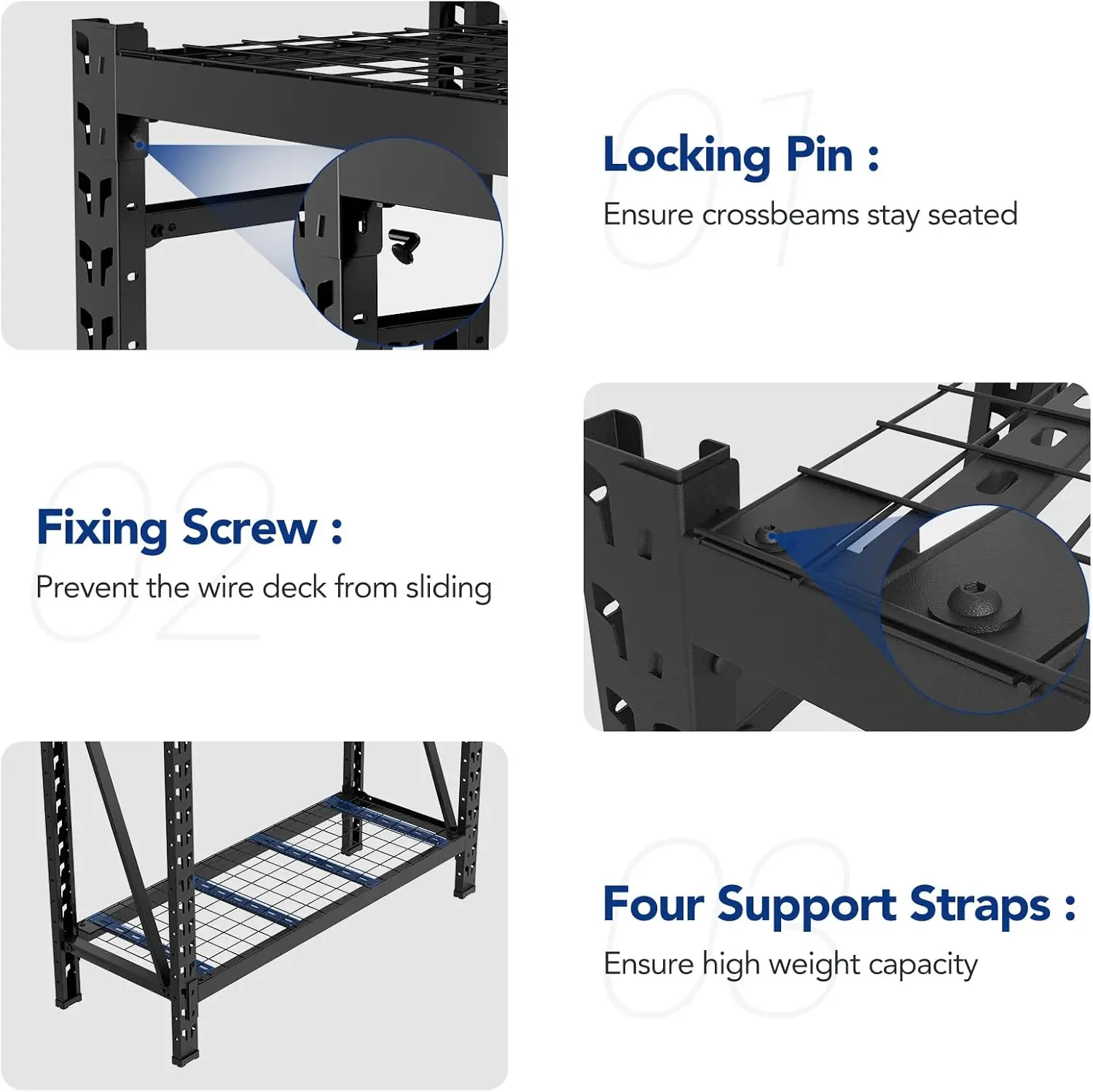 FLEXIMOUNTS Garage Shelving 2-Pack 3-Tier Heavy Duty Adjustable Shelves 4650 Lbs Weight Capacity Storage Racks 4 Feet Tall