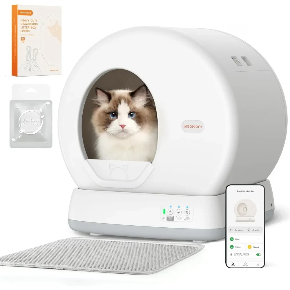 

Self-Cleaning Cat Litter Box,Integrated Safety Protection Automatic Cat Litter Box,Odor Removal/APP Control Smart Cat Litter Box