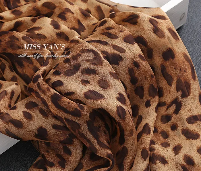 Klasyczny jedwabny szalik w panterkę damski Hangzhou damski 100% jedwabny szalik szal długi szal wiosna jesień zima lato