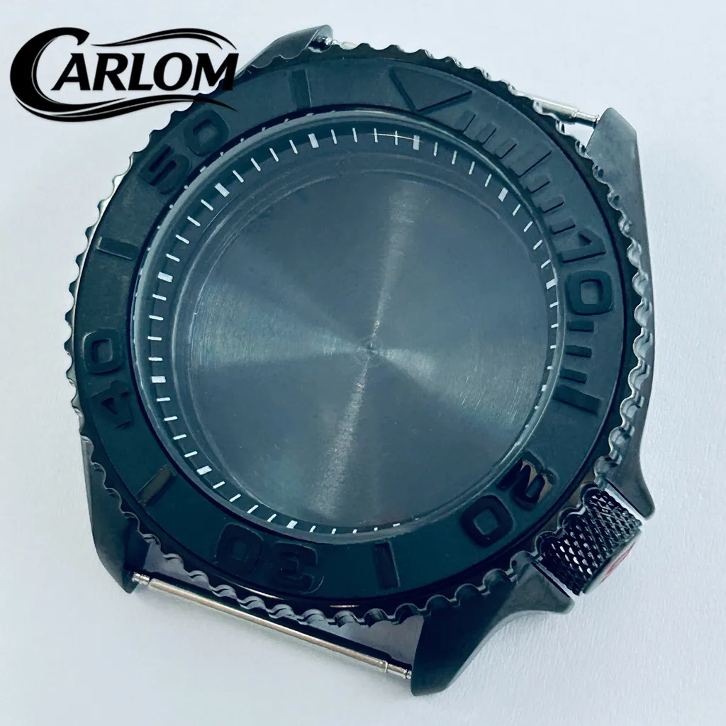 42mm Watch Case Fit NH34 NH35 NH36 NH38 NH39 NH70 NH72 Movement SKX007 S Crown 3.8 Crown Black PVD Watch Parts