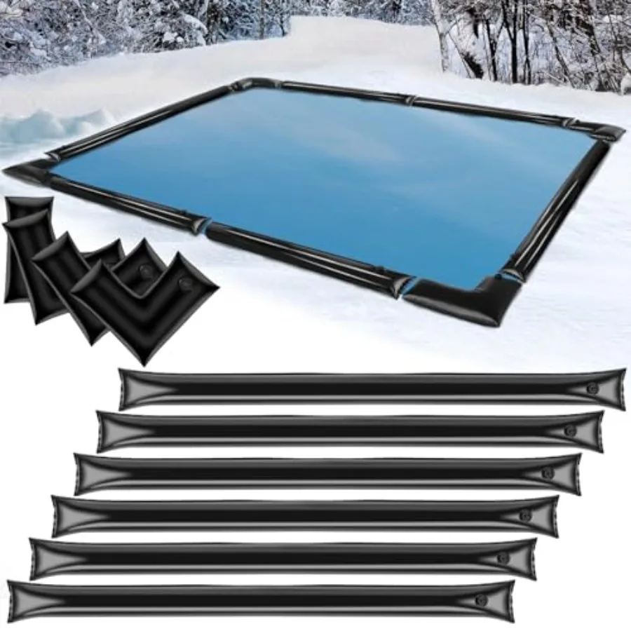 

Pack 0.6mm Thicker Pool Cover Water Bags with Pool Cover Weights Corner, 8 Feet PVC Pool Water Tubes with Screw Caps for Winter