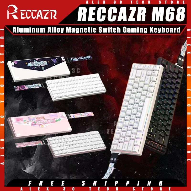 

RECCAZR M68 Magnetic Keyboard Aluminum Alloy Magnetic Switch 8k Polling Rate RT0.02mm Esports RGB Mechanical Gaming Keyboard