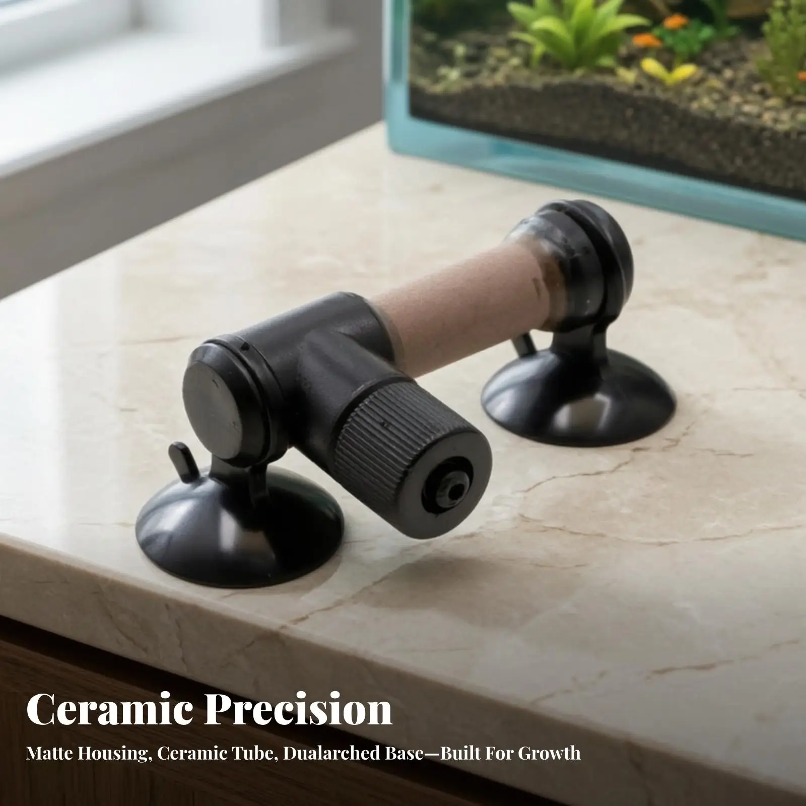 Aquarium CO2 Diffuser for Planted Tank Ceramic Atomizer with Suction Cups for