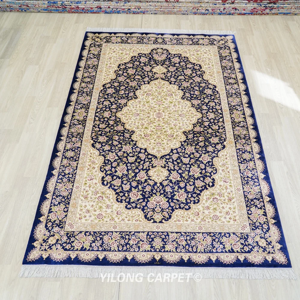 152x244cm India Carpet Black Vantage Hand Knotted Oriental Persian Silk Rug (YL1032A)