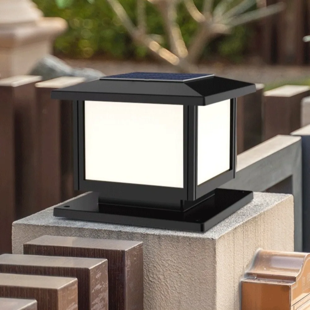 Waterproof LED Solar Pillar Light Garden Sunlight Solar Panels Solar Post Lamp 4 Modes Fence Pathway Decor Lamp