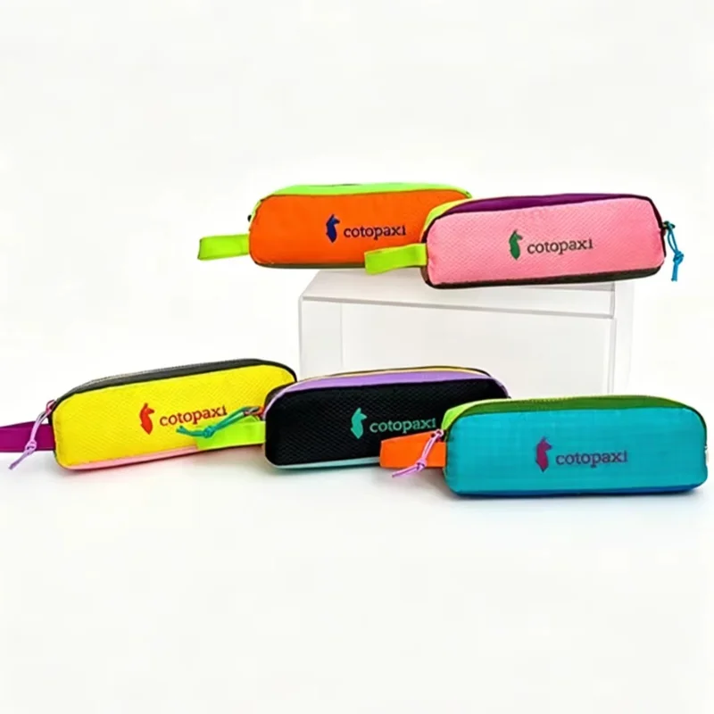 Dopamine-Boosting Large Capacity Portable Nylon Makeup Bag Pen Case Contrast Color Design Travel Coin Purse