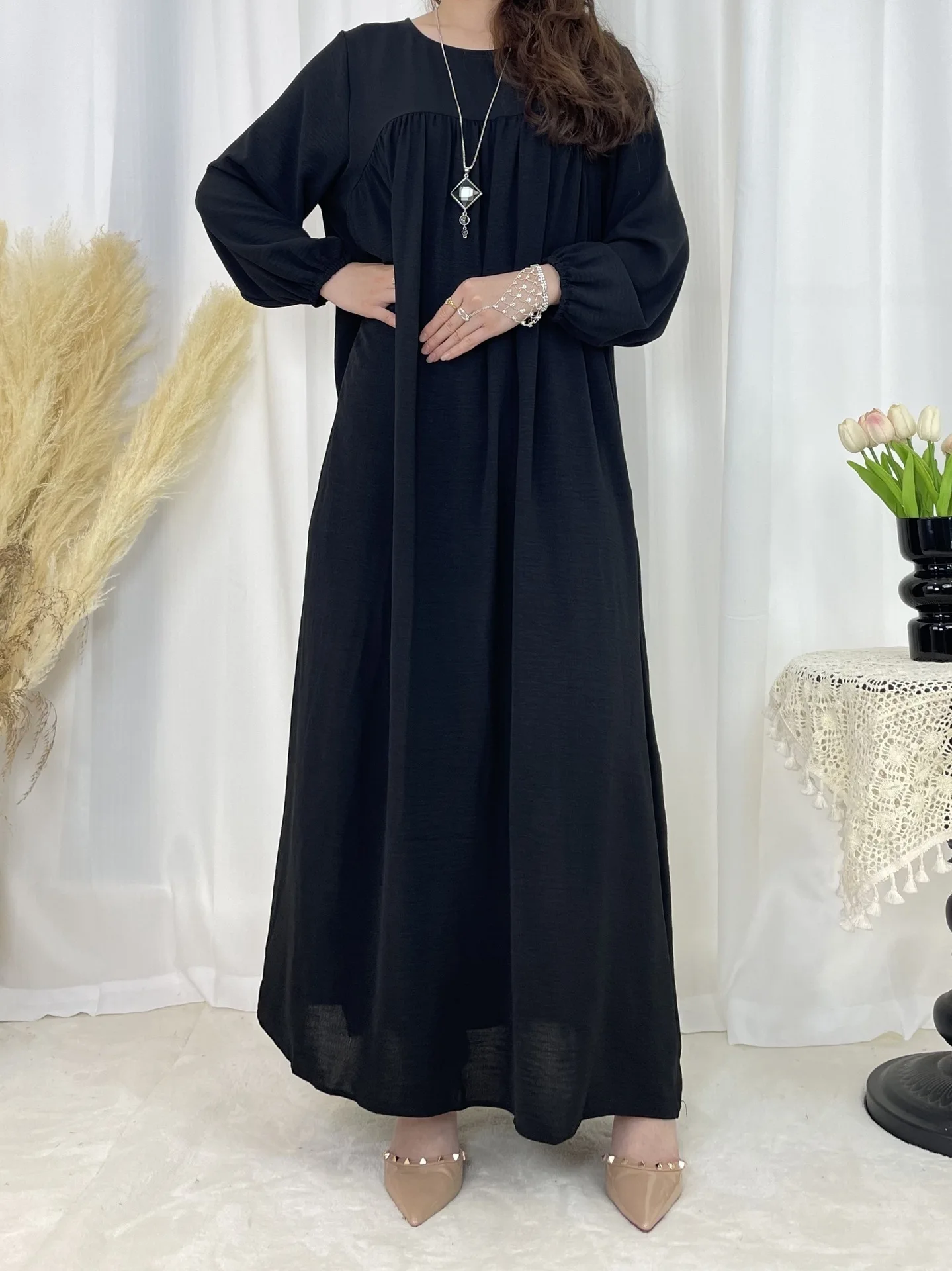 Inner Abaya for Women  Crepe Casual Muslim Long Dress Hijabs Robe Ramadan Prayer Islamic Clothing Dubai Turkish Modest Kaftan