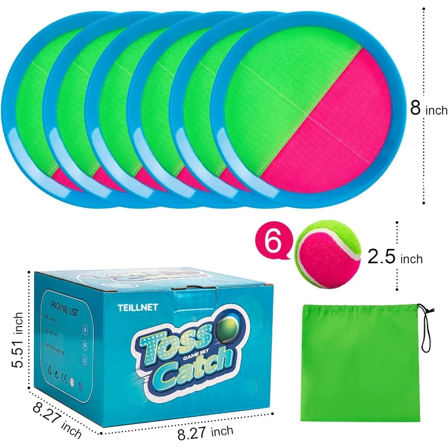 Set di lancio e cattura palline Giocattoli aggiornati Giochi da esterno per tutta la famiglia Resistente all'acqua Ottimo per giochi da giardino in piscina da spiaggia Gif classico