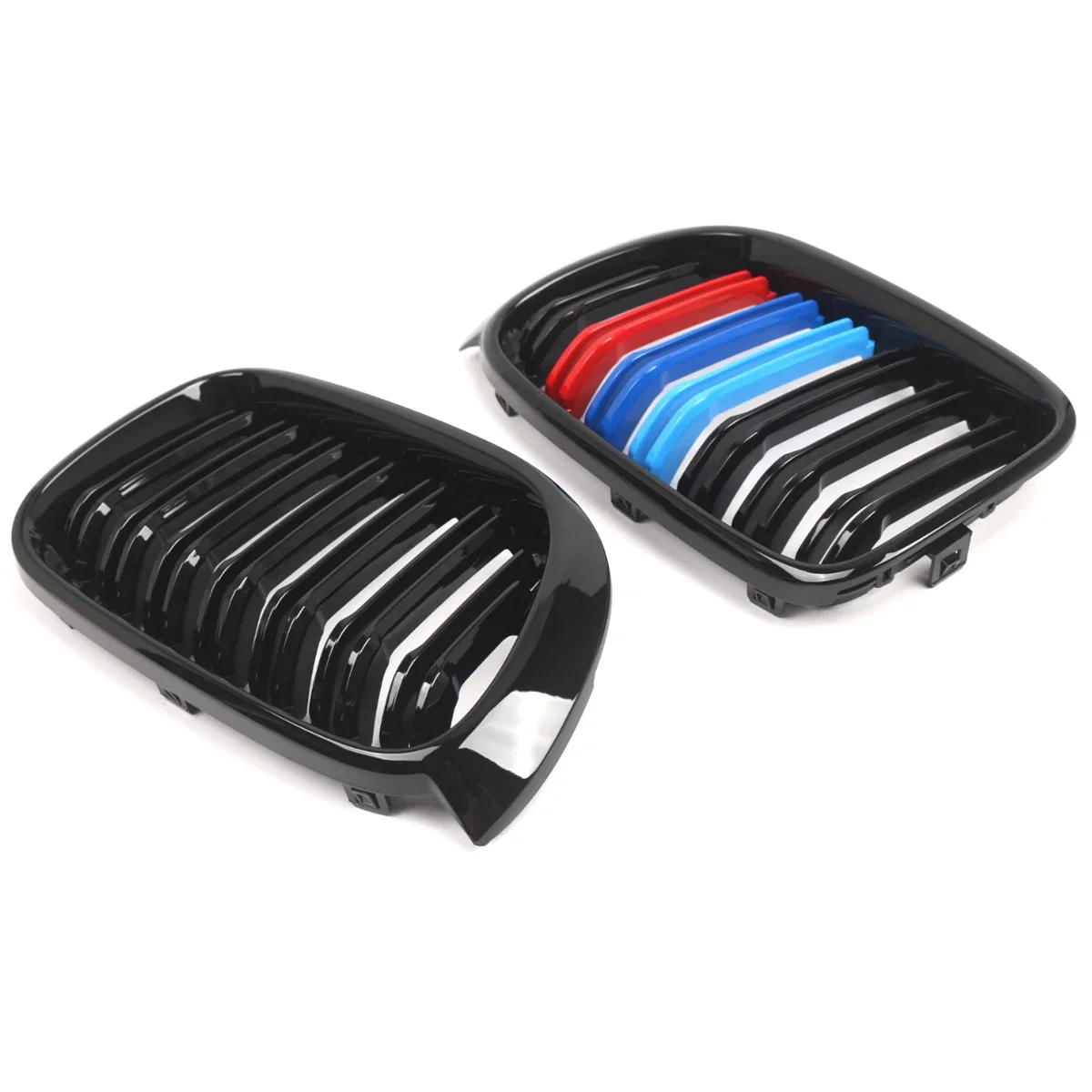 

For BMW X3 F25 X4 F26 15-17 Brand New Gloss Black M Clolor Kidney Grille Double Slat Grill 51117338571 51117338572