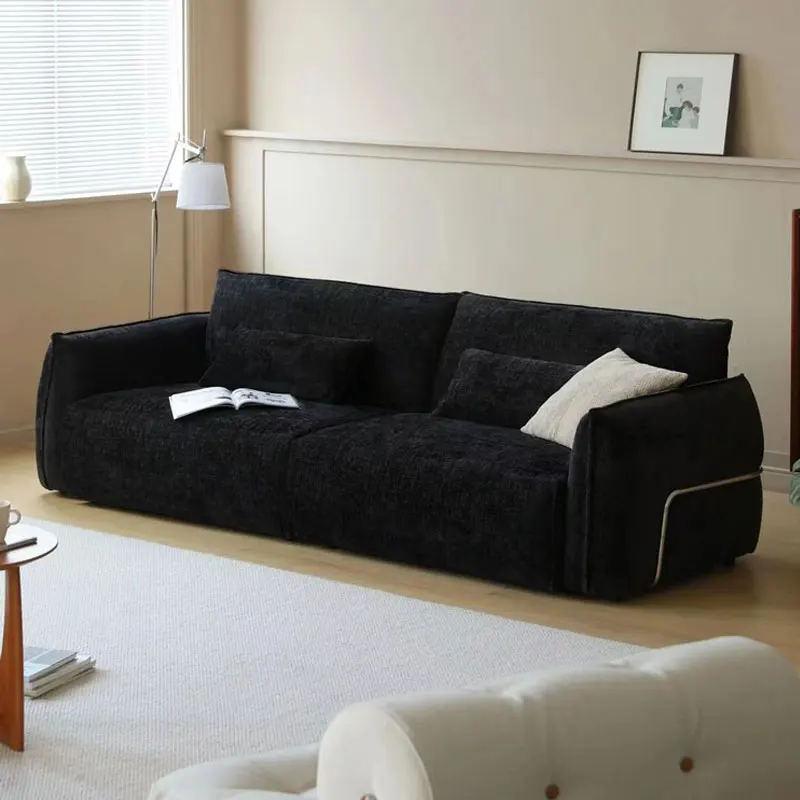 

Three-person straight row living room, lamb wool fabric sofa