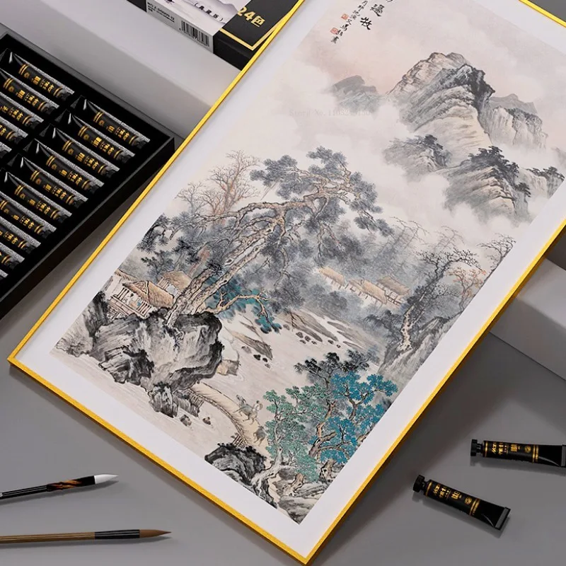 Imagem -05 - Color Tube Black Gold Pintura Chinesa Pigmento Não é Fácil de Desvanecer-se Presente Pintura a Tinta Sênior Profissional Art Supplies 12 24 36