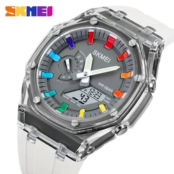 SKMEI 2100 Waterproof Men Watch Countdown Stopwatch Led Light Electronic Movement Wristwatch 5Alarm Clock 2 Time Digital Watches