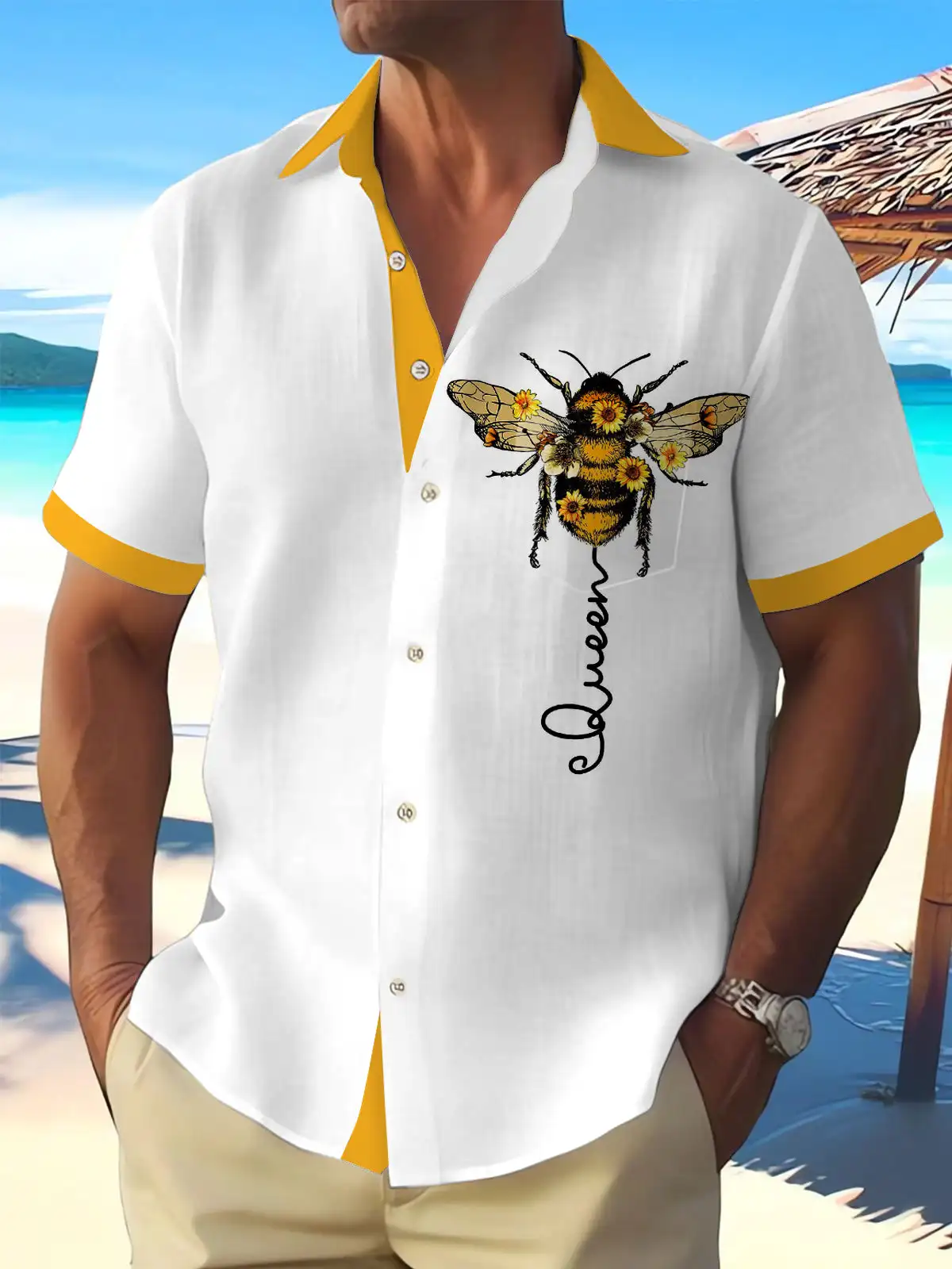 Men's shirts, button up shirts, casual shirts, spring and summer, printed short sleeves, daily, fashionable, comfortable