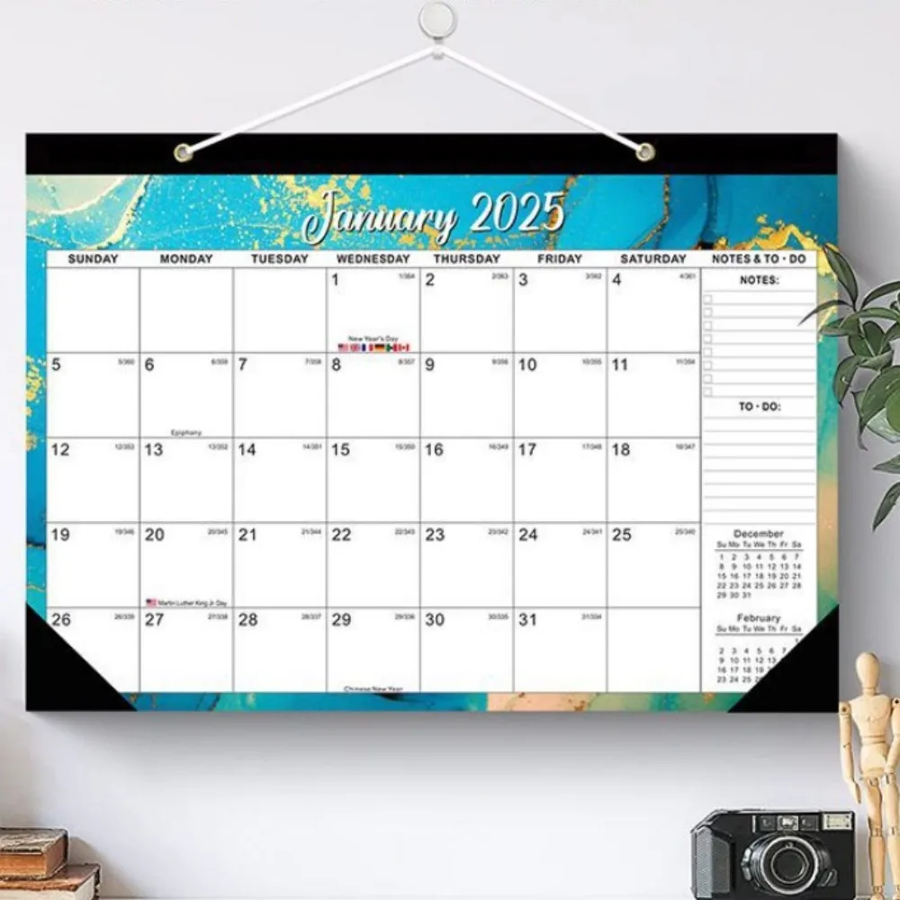 Calendrier de bureau mural annuel et mensuel, licence, notes à faire, liste, agenda, evalucalendar, maison, bureau, 2025