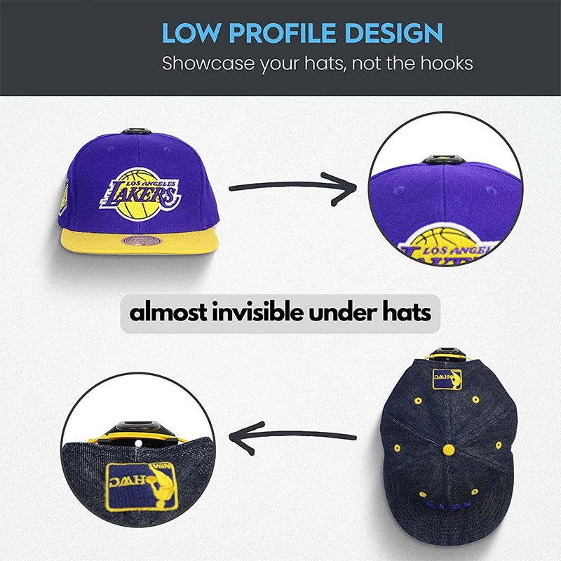 Hat Rack Adhesive Hooks, Cap Organizer for Wall