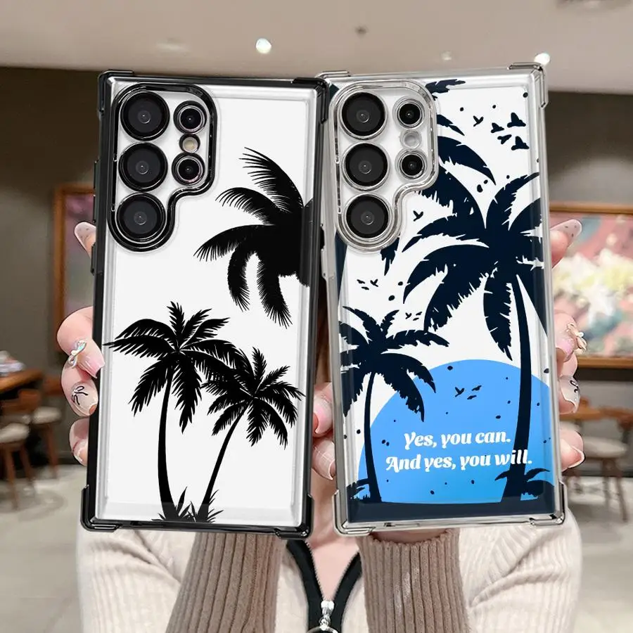 Case for Samsung Galaxy S26 S21 Plus S22 Ultra S23 S24 S20 FE S25 Edge Phone Cover Simple Coconut Tree