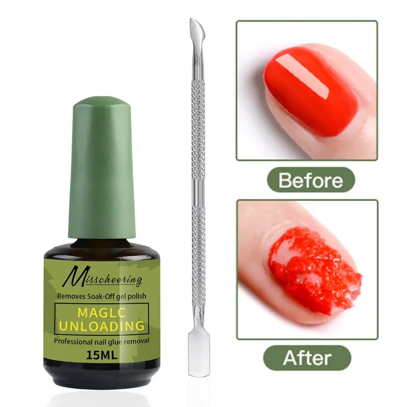 2Pcs 15ml Magic Nail Gel Remover with Tool, Fast Remove UV LED Semi Permanent & Poly Nail Gel Polish
