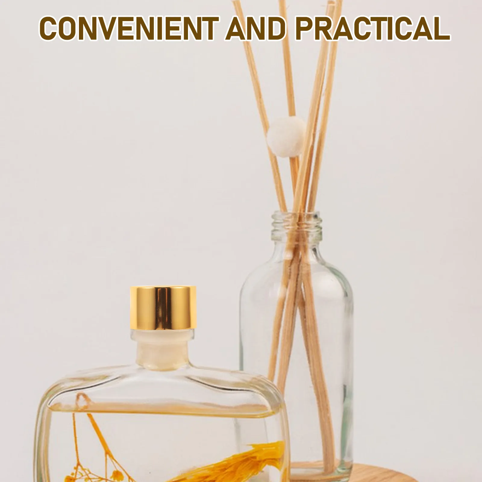 10Pcs Refillable Reed Diffuser Lids Sleek Glass Diffuser Bottle Stoppers for DIY Scented Oil Bottles Office Decor
