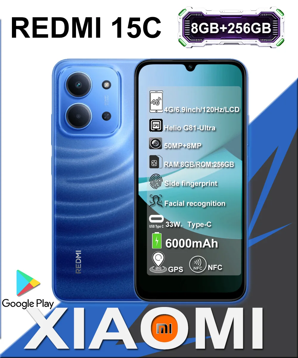 Xiaomi Redmi 15C Ultra-long battery life smartphone 8+256GB ram