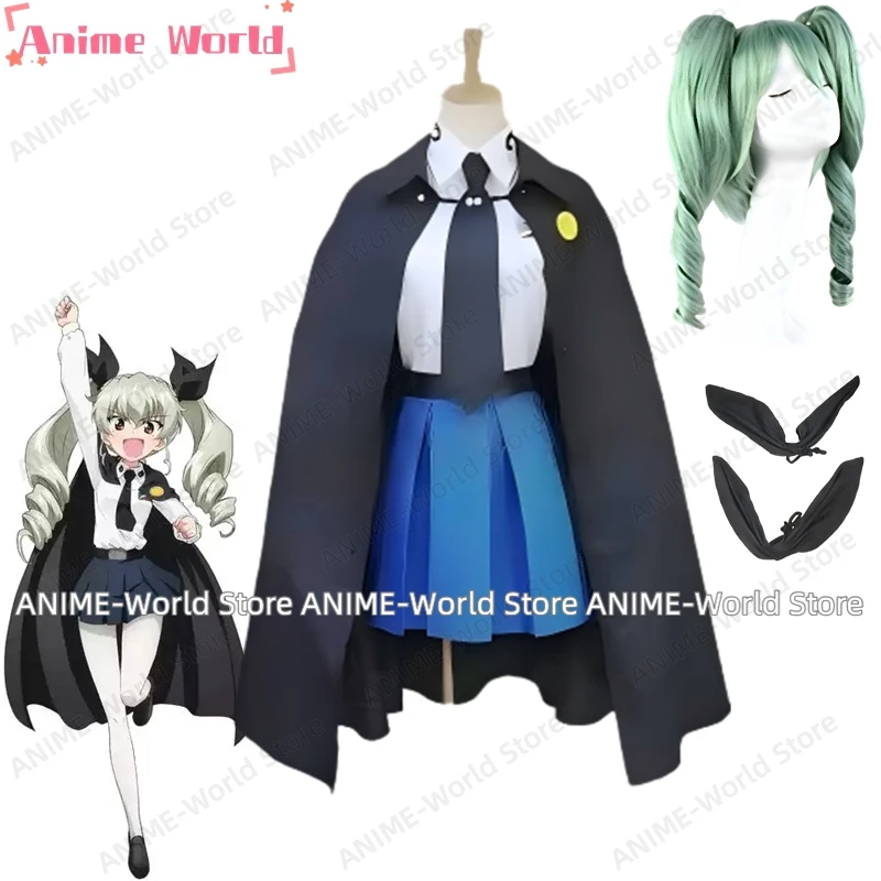 《Tamaño personalizado》 Juego de anime Girls y Panzer Anchovy Chiyomi Anzai Capa Uniforme Cosplay Disfraz Peluca de Halloween Ropa